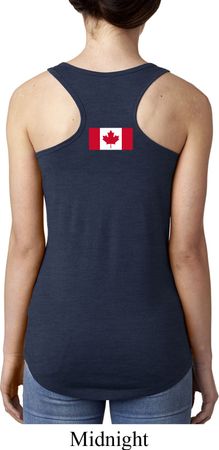 Ladies Canadian Flag Back Print Ideal Racerback