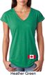 Ladies Canadian Flag Bottom Print Tri Blend V-neck
