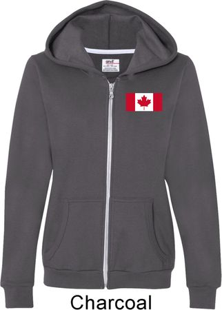 Ladies Canadian Flag Pocket Print Full Zip Hoodie