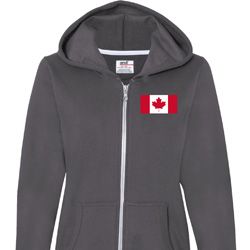 Ladies Canadian Flag Pocket Print Full Zip Hoodie