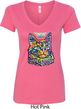 Ladies Cat Shirt Love Cat V-Neck Shirt