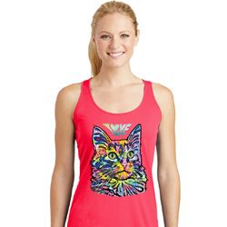 Ladies Cat Tank Top Love Cat Dry Wicking Racerback
