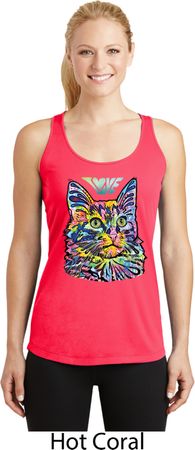 Ladies Cat Tank Top Love Cat Dry Wicking Racerback