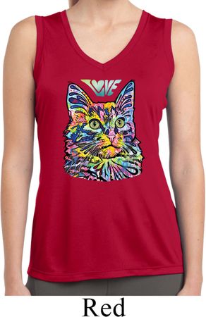 Ladies Cat Tank Top Love Cat Dry Wicking Sleeveless Shirt