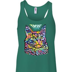 Ladies Cat Tank Top Love Cat Flowy Racerback