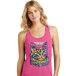 Ladies Cat Tank Top Love Cat Racerback Tanktop