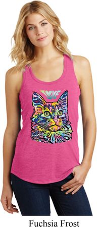Ladies Cat Tank Top Love Cat Racerback Tanktop
