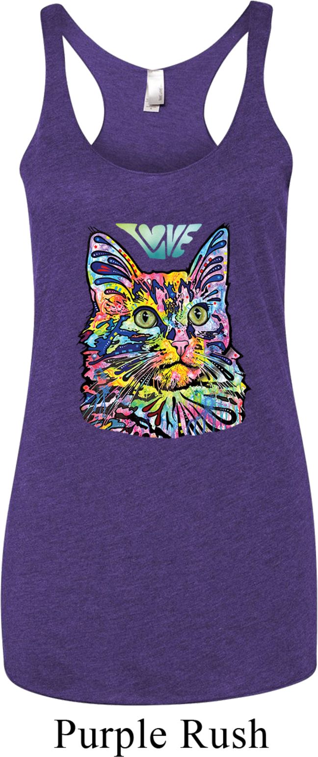 Ladies Cat Tank Top Love Cat Tri Blend Racerback Love Cat Ladies Shirts