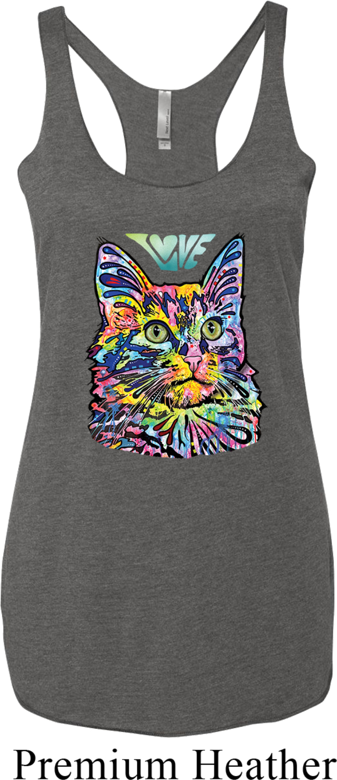 Ladies Cat Tank Top Love Cat Tri Blend Racerback Love Cat Ladies Shirts