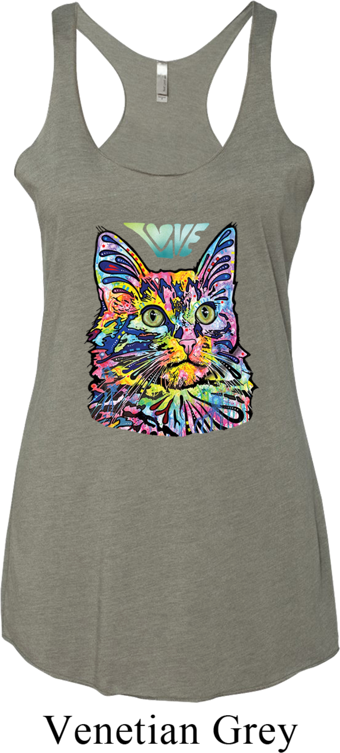 Ladies Cat Tank Top Love Cat Tri Blend Racerback Love Cat Ladies Shirts