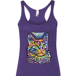 Ladies Cat Tank Top Love Cat Tri Blend Racerback