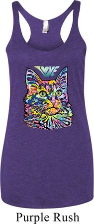 Ladies Cat Tank Top Love Cat Tri Blend Racerback