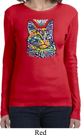 Ladies Cat Tee Love Cat Long Sleeve Shirt