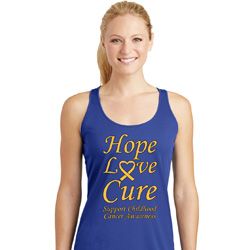 Ladies Childhood Cancer Awareness Hope Love Cure Dry Wicking Racerback