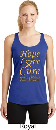 Ladies Childhood Cancer Awareness Hope Love Cure Dry Wicking Racerback