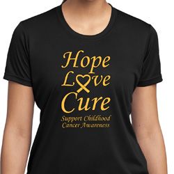 Ladies Childhood Cancer Awareness Hope Love Cure Dry Wicking T-shirt