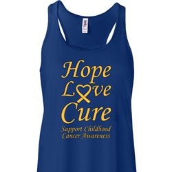 Ladies Childhood Cancer Awareness Hope Love Cure Flowy Racerback