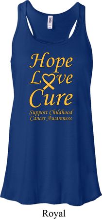 Ladies Childhood Cancer Awareness Hope Love Cure Flowy Racerback