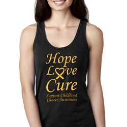 Ladies Childhood Cancer Awareness Hope Love Cure Ideal Racerback