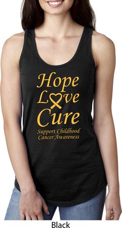 Ladies Childhood Cancer Awareness Hope Love Cure Ideal Racerback
