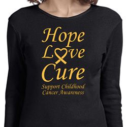Ladies Childhood Cancer Awareness Hope Love Cure Long Sleeve