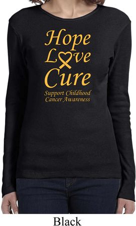 Ladies Childhood Cancer Awareness Hope Love Cure Long Sleeve