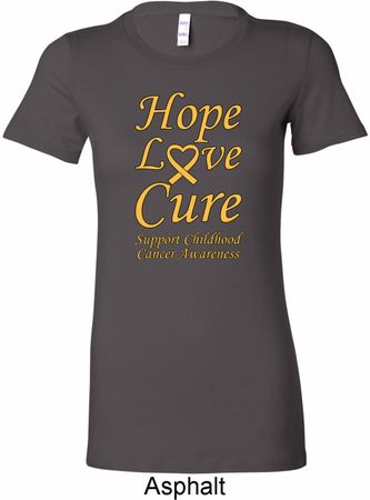 Ladies Childhood Cancer Awareness Hope Love Cure Longer Length Tee