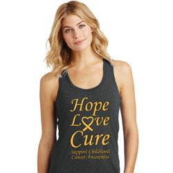 Ladies Childhood Cancer Awareness Hope Love Cure Racerback