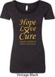 Ladies Childhood Cancer Awareness Hope Love Cure Scoop Neck
