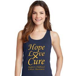 Ladies Childhood Cancer Awareness Hope Love Cure Tank Top