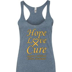 Ladies Childhood Cancer Awareness Hope Love Cure Tri Blend Racerback