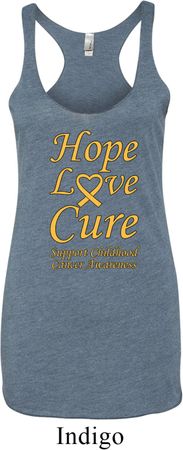 Ladies Childhood Cancer Awareness Hope Love Cure Tri Blend Racerback