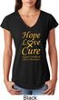Ladies Childhood Cancer Awareness Hope Love Cure Tri Blend V-neck