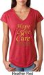 Ladies Childhood Cancer Awareness Hope Love Cure Tri Blend V-neck