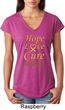 Ladies Childhood Cancer Awareness Hope Love Cure Tri Blend V-neck