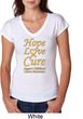 Ladies Childhood Cancer Awareness Hope Love Cure Tri Blend V-neck