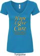 Ladies Childhood Cancer Awareness Hope Love Cure V-Neck