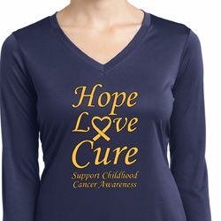 Ladies Childhood Cancer Hope Love Cure Dry Wicking Long Sleeve