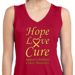 Ladies Childhood Cancer Hope Love Cure Dry Wicking Sleeveless Shirt