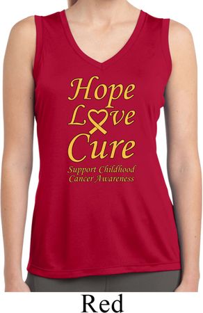 Ladies Childhood Cancer Hope Love Cure Dry Wicking Sleeveless Shirt