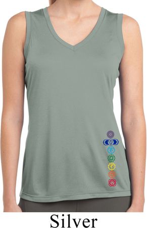 Ladies Colored Chakras Bottom Print Sleeveless Moisture Wicking Tee