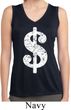 Ladies Distressed Dollar Sign Sleeveless Moisture Wicking Tee T-Shirt