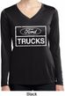 Ladies Distressed Ford Trucks Dry Wicking Long Sleeve Shirt