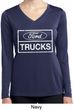 Ladies Distressed Ford Trucks Dry Wicking Long Sleeve Shirt