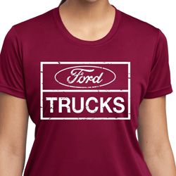 Ladies Distressed Ford Trucks Moisture Wicking Shirt