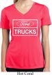 Ladies Distressed Ford Trucks Moisture Wicking V-neck Shirt