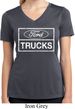 Ladies Distressed Ford Trucks Moisture Wicking V-neck Shirt