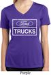Ladies Distressed Ford Trucks Moisture Wicking V-neck Shirt