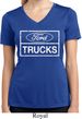 Ladies Distressed Ford Trucks Moisture Wicking V-neck Shirt
