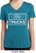 Ladies Distressed Ford Trucks Moisture Wicking V-neck Shirt